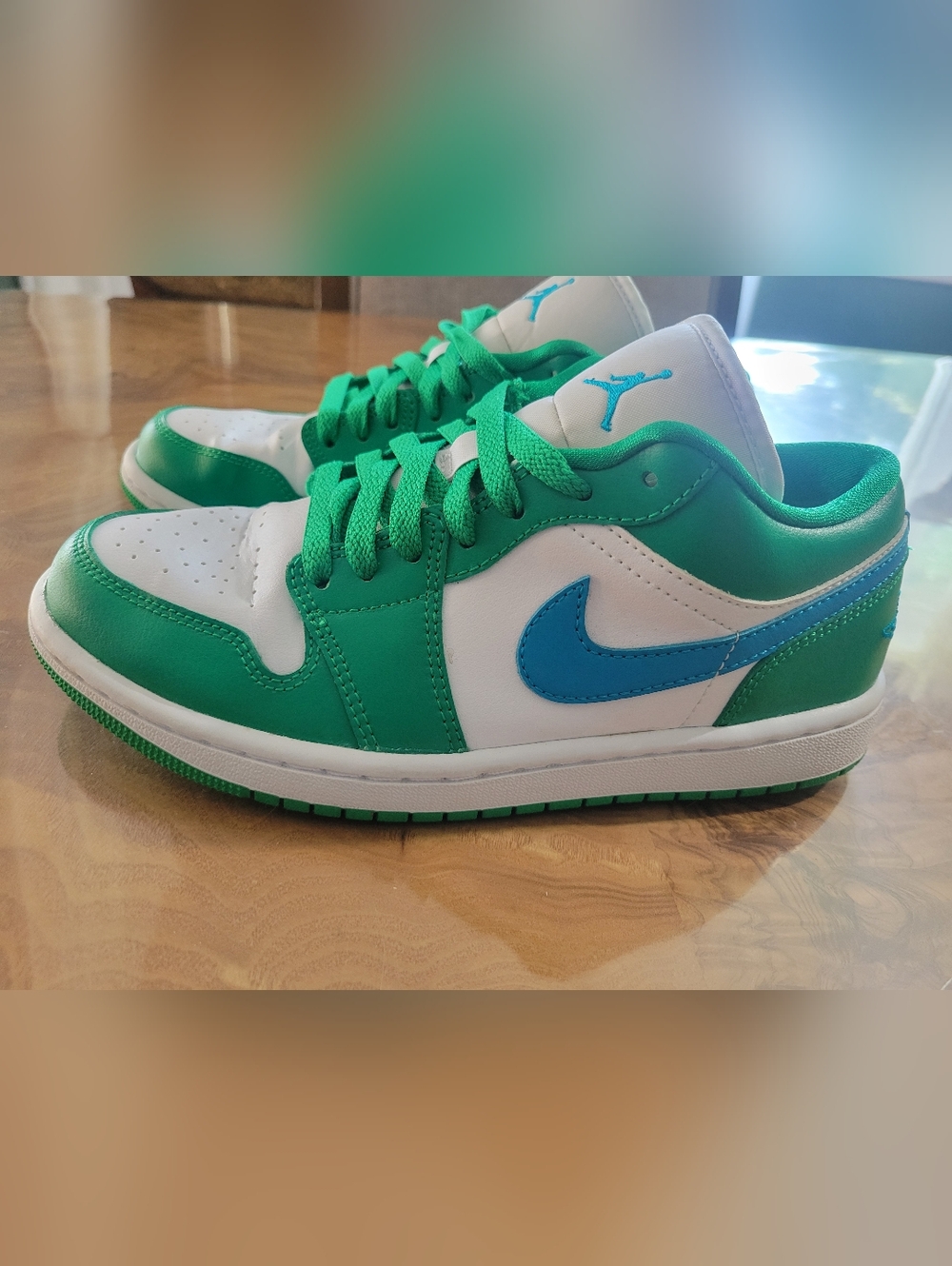 Nike Jordan One Low Sneakers -               Lucky Green /Aquatone- White Size 7